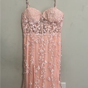 Elegant Pink Lace Floral Dress